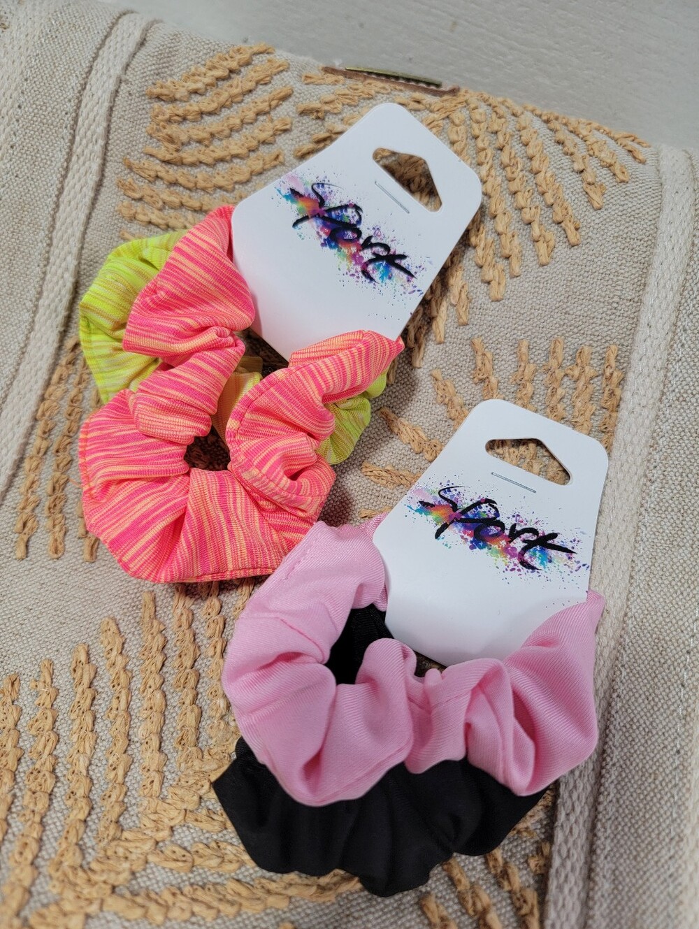 Sport Pink & Neon Scrunchie Set - 4-Pack